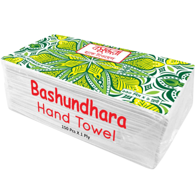 Bashundhara Hand Towel - 150 Pcs x 1 Ply (White)