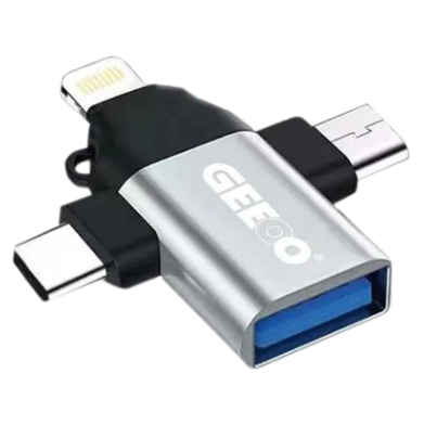 Geeoo GB-12 3 in 1 Lightning to Type-C to Micro OTG Converter-Any color