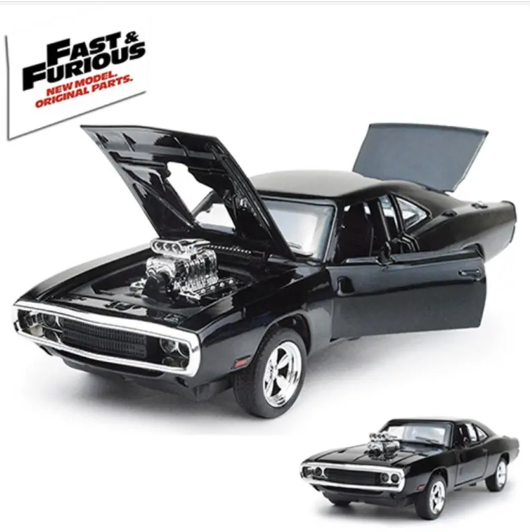 Diecast Mini Auto 1:32 Dodge Charger The Fast And The Furious Alloy Car Models Kids Toys For Children Classic Metal Cars Black